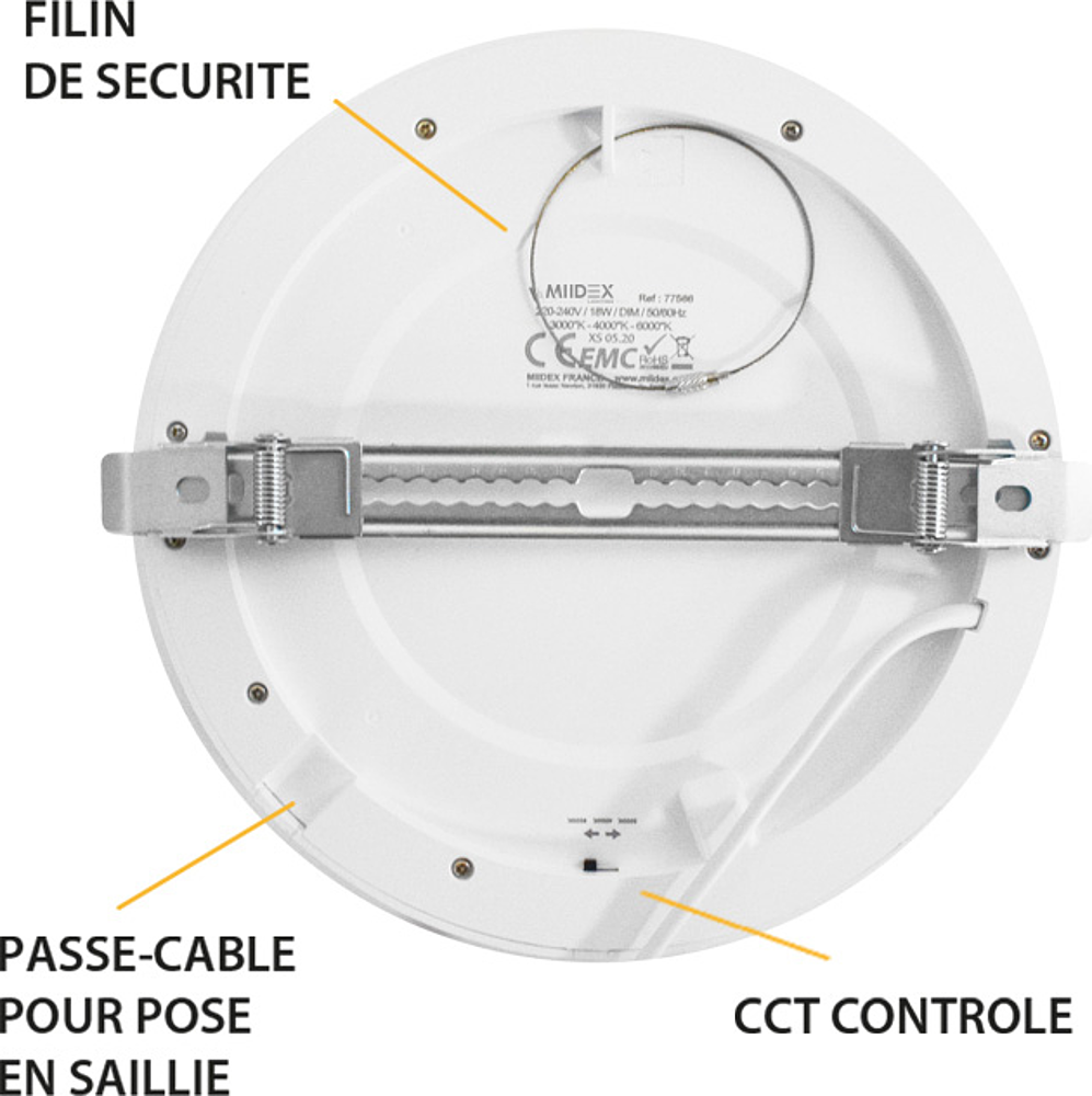 PLAF DIAM225 18W CCT PC BLC AJ